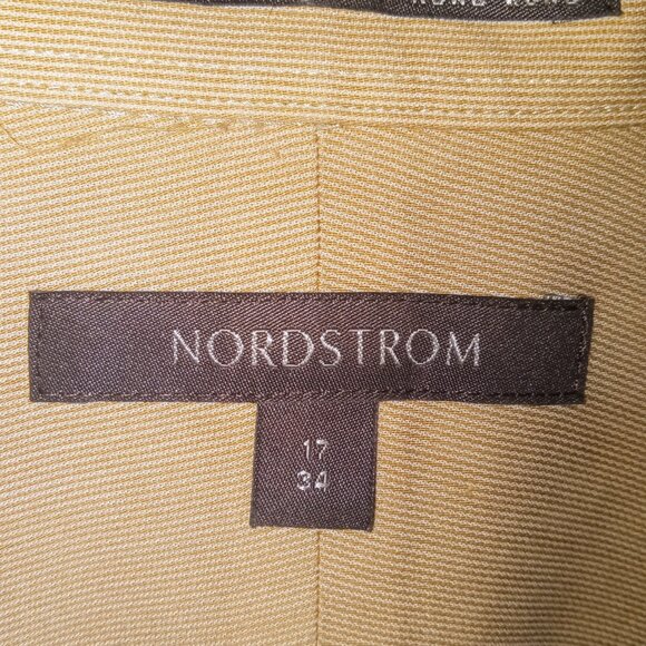 Nordstrom Dress Shirt Men's Size 17 - 34 Tan Button Up Long Sleeve -Wrinkle Free - Picture 3 of 4